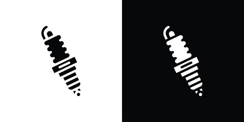 Spark plug icon in flat black solid vector set