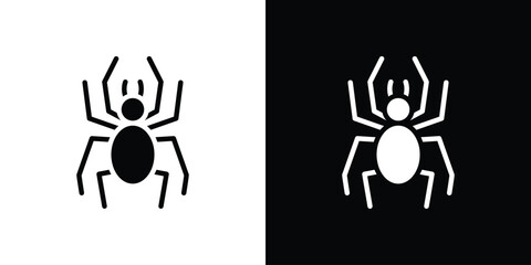 Spider icon in flat black solid vector set © Vince