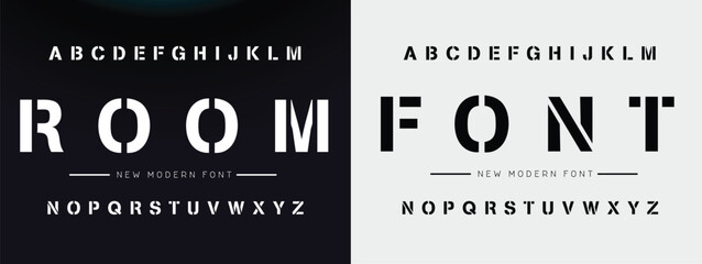 Design Modern abstract digital alphabet font. Minimal technology typography, Creative urban sport fashion futuristic font and with numbers. vector illustration.