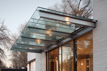 modern home canopy design with sleek metal and glass