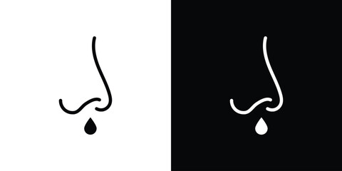 Stuffy nose icon in flat black solid vector set