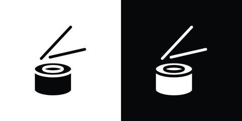 Sushi icon in flat black solid vector set