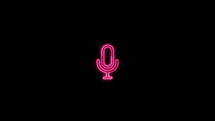 Neon Voice recording mic microphone button icon and 3d rendering.