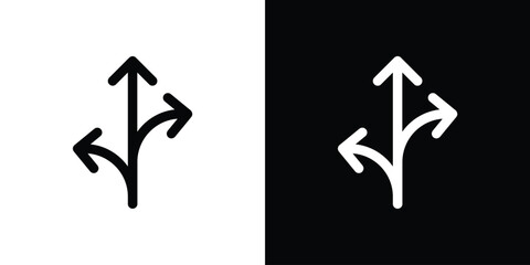 Three directions icon in flat black solid vector set