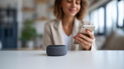 Smart speaker and smartphone technology integration in modern home office