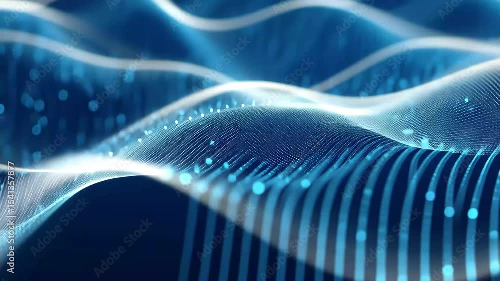 Aufkleber Dynamic blue digital binary data waves create a seamless pattern for modern design and technology applications, Blue digital binary data Seamless