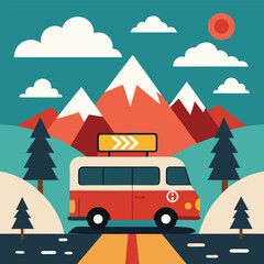Obraz premium camping in the mountains vector illustration