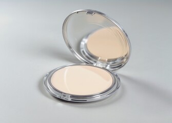Makeup Powder with mirror on a white background
