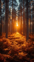 sunset in the forest