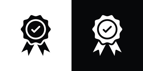 Warranty icon in flat black solid vector set