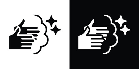 Wash your hands icon in flat black solid vector set