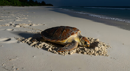 Turtle Moonlight Nesting PNG