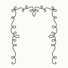 Retro frames made of ribbons and baets. Vector simple hand drawn illustration.