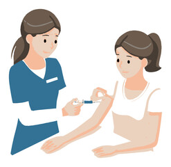 Fototapeta premium Nurse Administering Vaccine to Patient in Healthcare Setting Illustration