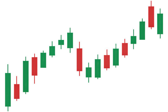 Financial stock market candlestick chart pattern isolated with transparent background