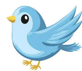 Obraz premium Adorable Blue Bird Illustration Cute Cartoon Bird Clipart