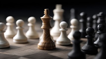 Chess King Standing Alone in a Strategic Position