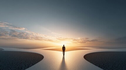 Obraz premium Making a Crucial Decision at a Crossroads