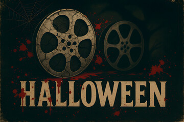 Vintage Halloween Horror Movie Poster | Spooky Film Reel Art