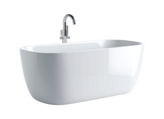White bathtub isolated on a transparent background