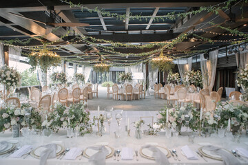 lovely Table setting for magnificent composition from flowers at a wedding