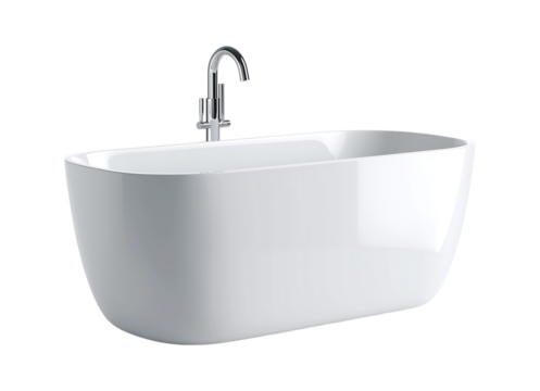 White bathtub isolated on a transparent background