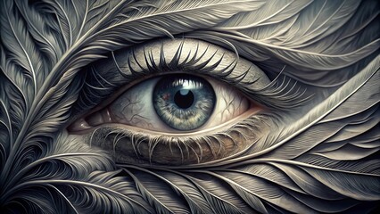 Macro close-up of a peacock feather's iridescent eye, a vision of abstract blue and green beauty