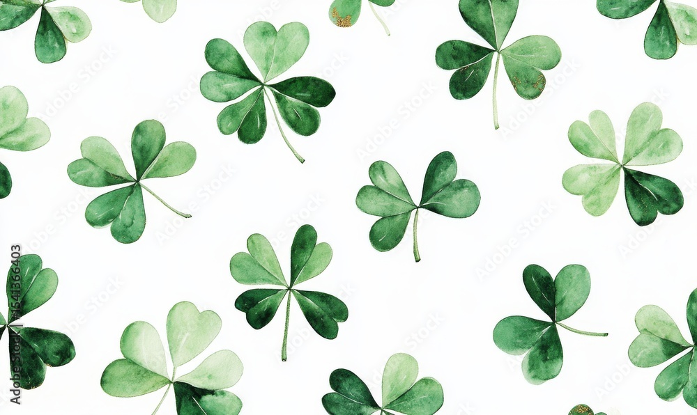 Poster a gold glitter background serves as the setting for a saint patrick's day shamrock pattern image