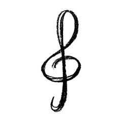 Treble clef doodle. Hand drawn musical symbol. Single element for print, web, design, decor, logo