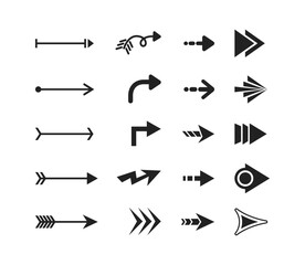 Arrows set. Arrow icon collection. Set different arrows. Arrow flat illustration style isolated on white background. Vector arrows.