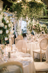 lovely Table setting for magnificent composition from flowers at a wedding