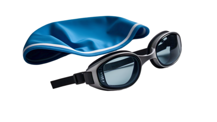Swimmer Goggles and Cap Isolated on White Background PNG