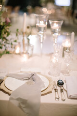 lovely Table setting for magnificent composition from flowers at a wedding