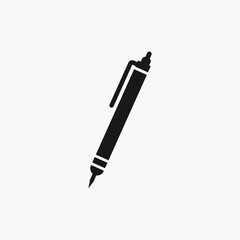 Simple Black Icon of a Ballpoint Pen