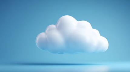 A fluffy white cloud floats against a smooth blue background, evoking a sense of calm and lightness.