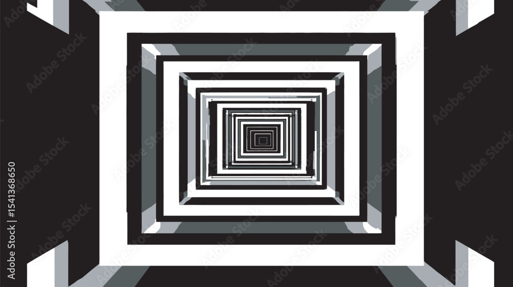 Poster abstract squares recede geometrically creating optical tunnel effect perspective