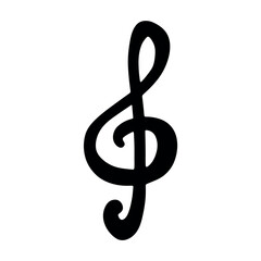 Fototapeta premium Treble clef doodle. Hand drawn musical symbol. Single element for print, web, design, decor, logo
