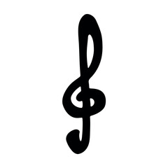 Fototapeta premium Treble clef doodle. Hand drawn musical symbol. Single element for print, web, design, decor, logo