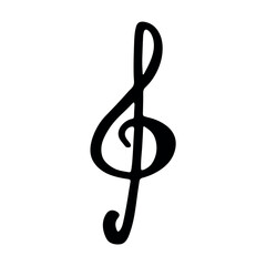 Fototapeta premium Treble clef doodle. Hand drawn musical symbol. Single element for print, web, design, decor, logo