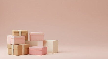 Obraz premium Elegant Pastel Gift Boxes Minimalist Product Presentation