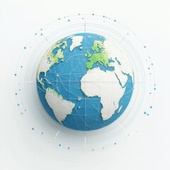 3D Illustration of Planet Earth with Global Connectivity and Networks