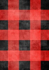 Fototapeta premium Red and Black Checkered Pattern with Grunge Texture Background
