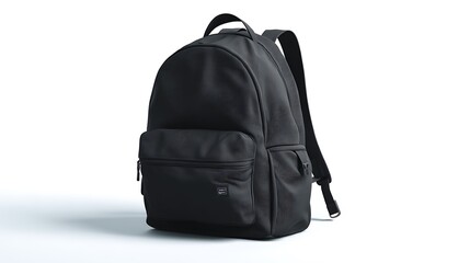 Black school backpack mockup isolated on white background. Modern, practical design. Blank template for branding. Versatile accessory for students, travelers. Stylish, functional .