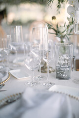 lovely Table setting for magnificent composition from flowers at a wedding