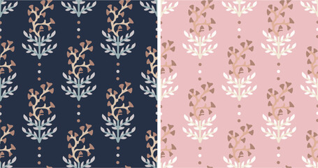 Ethnic Jaipur Hand drawn Block Print Repeat Vector Seamless Abstract Pattern  