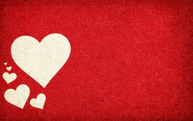 Fototapeta premium Subtle Heart Illustration on Textured Red Background for Romantic Theme
