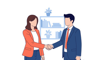 Business Partners Shaking Hands, Agreement, Partnership, Deal, Vector Illustration.