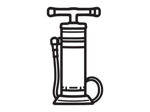 set of 6 psc different type of Bicycle pump clear vision simple dark black line art on white (3).eps