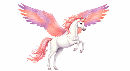 Magical Pink Winged Unicorn Fantasy Art Fairytale