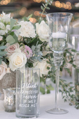 lovely Table setting for magnificent composition from flowers at a wedding